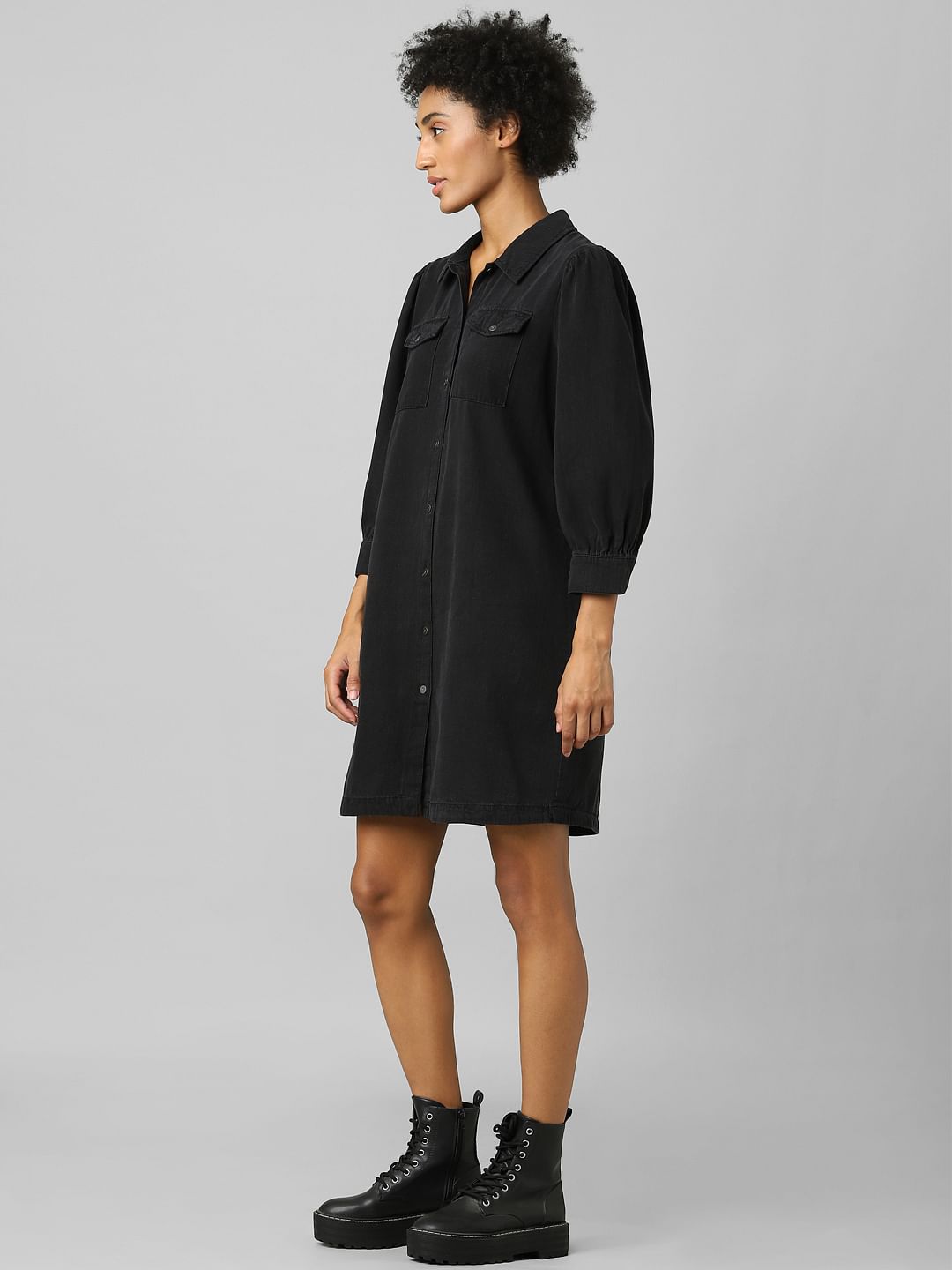 Black Denim Shirt Dress