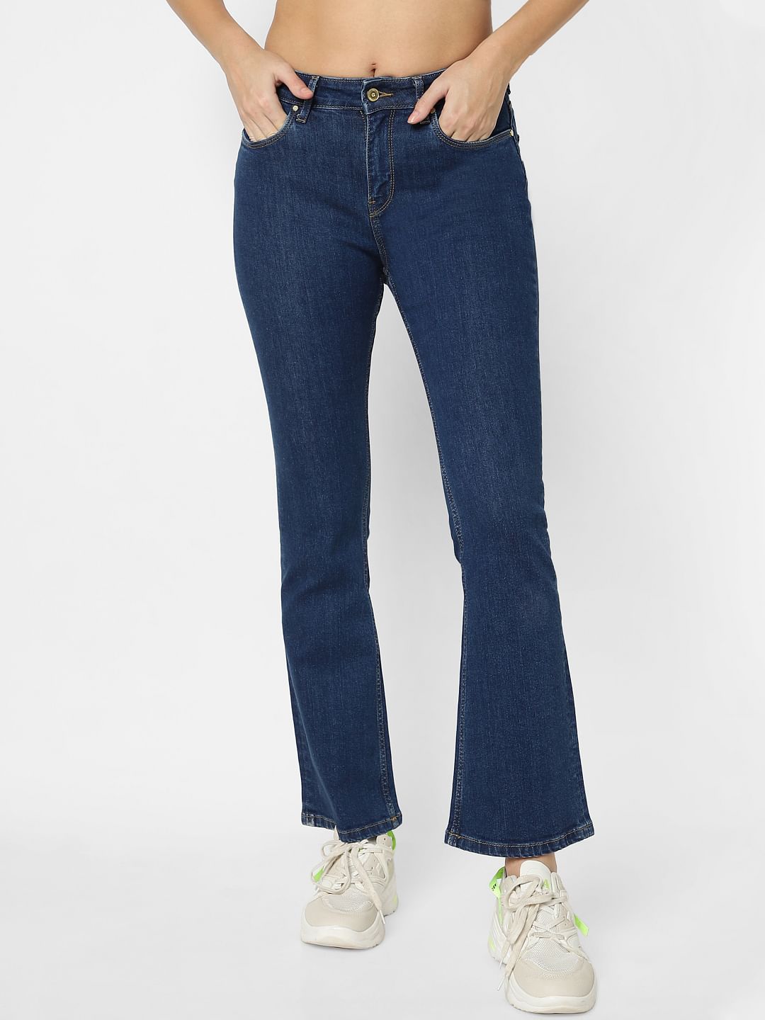 Blue High Rise Flared Jeans