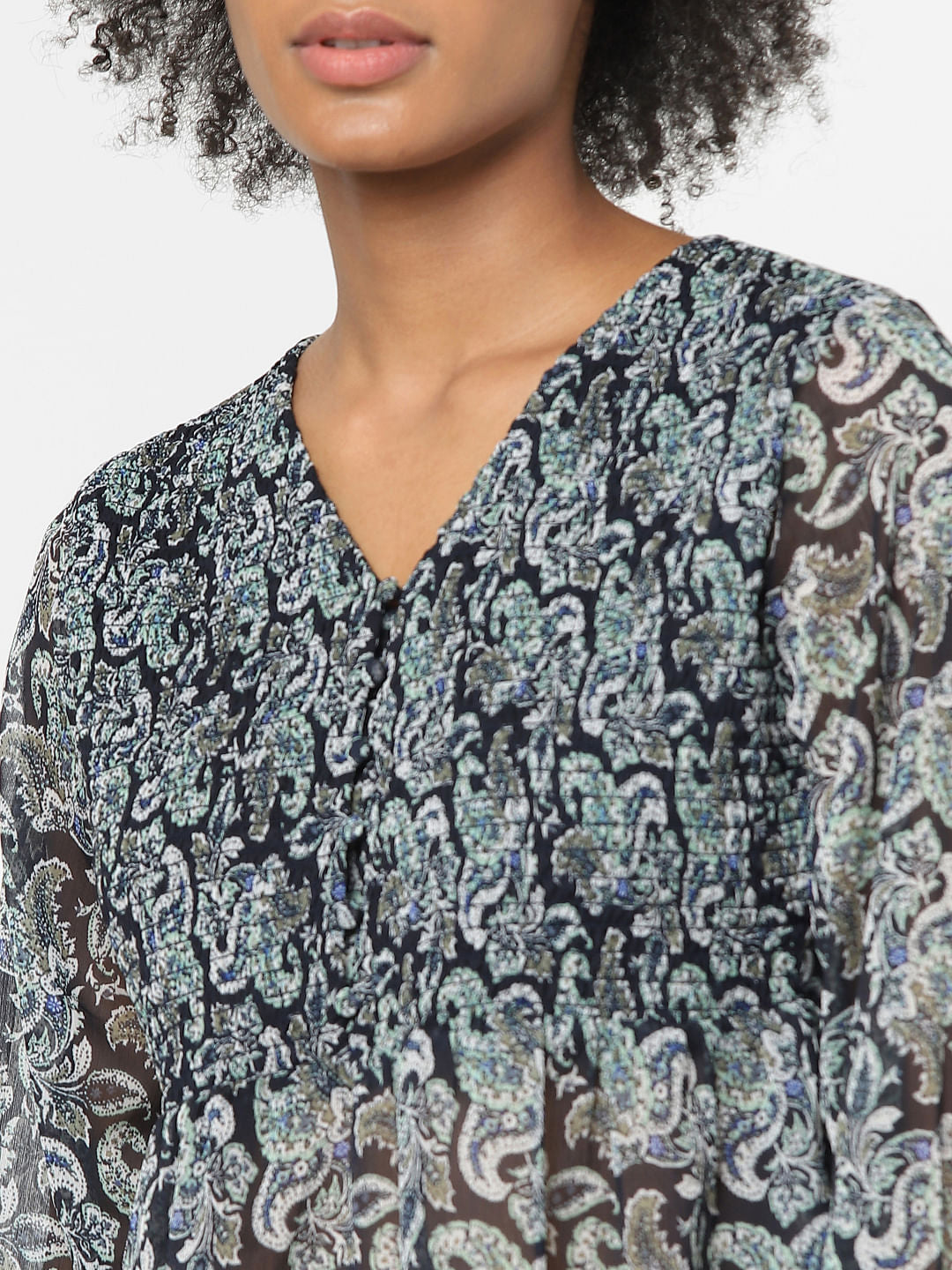 Black Floral Print Top