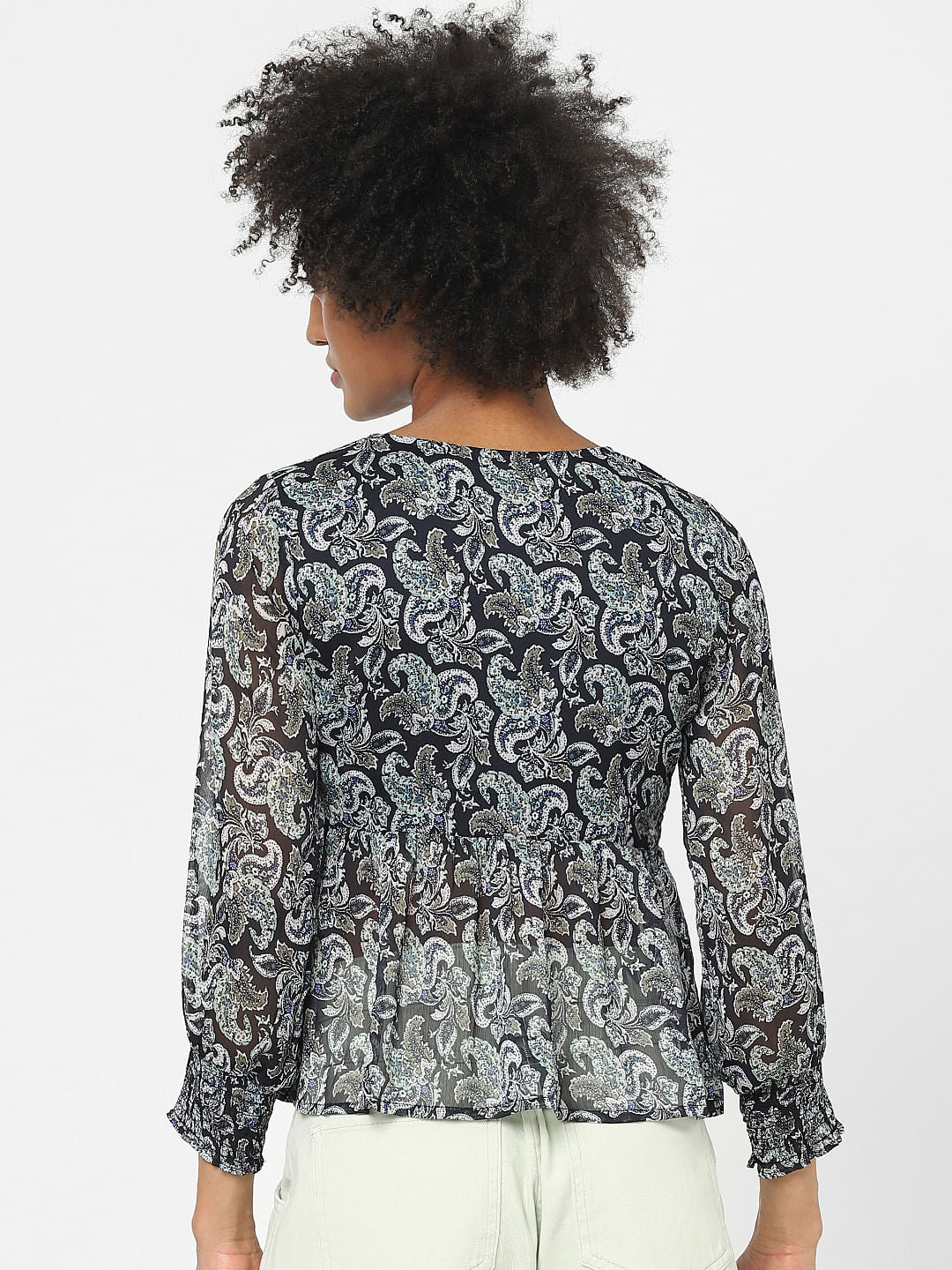 Black Floral Print Top