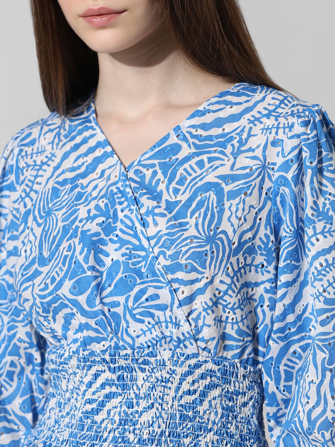 Blue Abstract Print Top