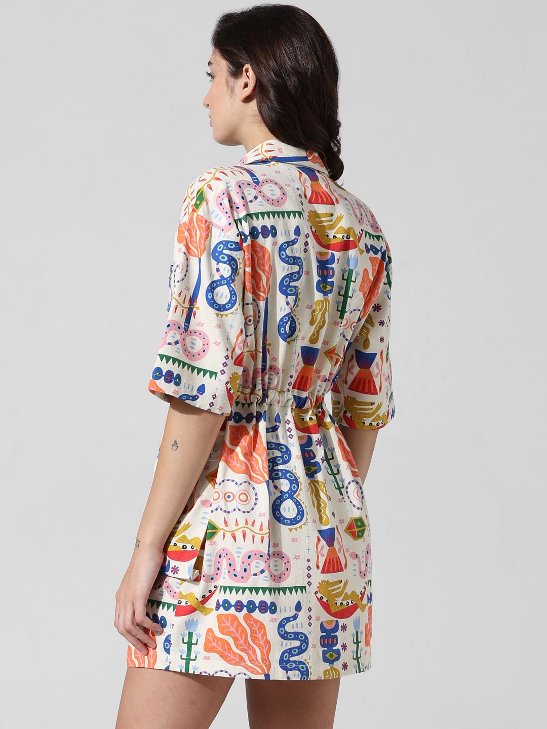 White Printed Shirt Dress