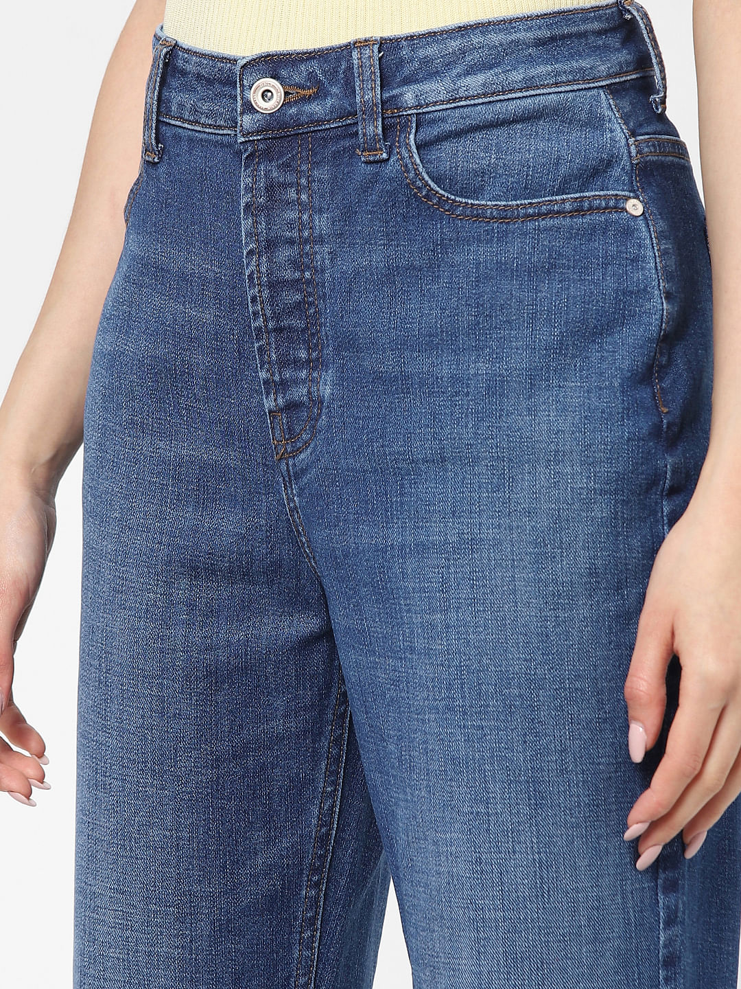 Blue High Rise Flared Jeans