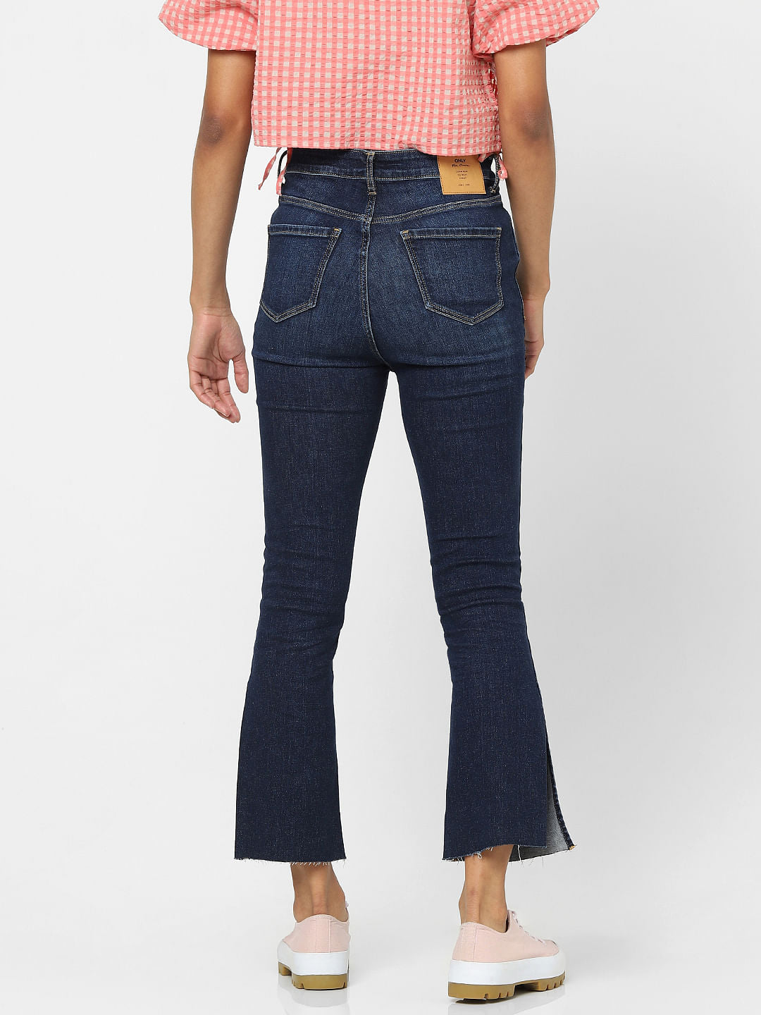 Dark Blue High Waist Flared Jeans