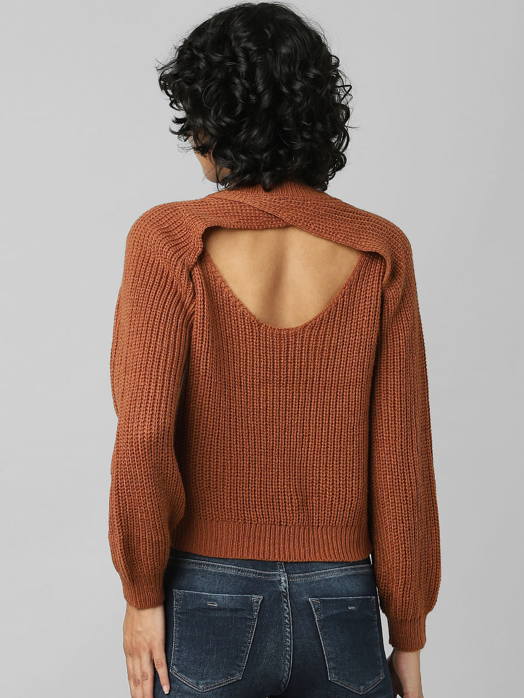 Brown Cut-Out Detail Pullover