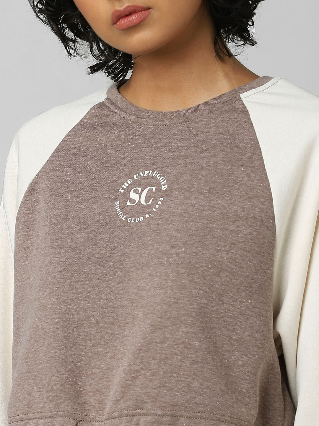 Brown Colourblocked Co-Ord Sweatshirt