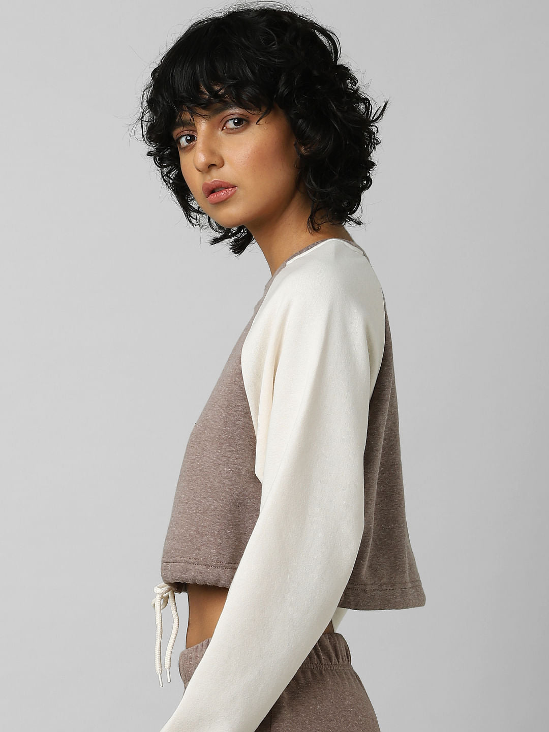 Brown Colourblocked Co-Ord Sweatshirt