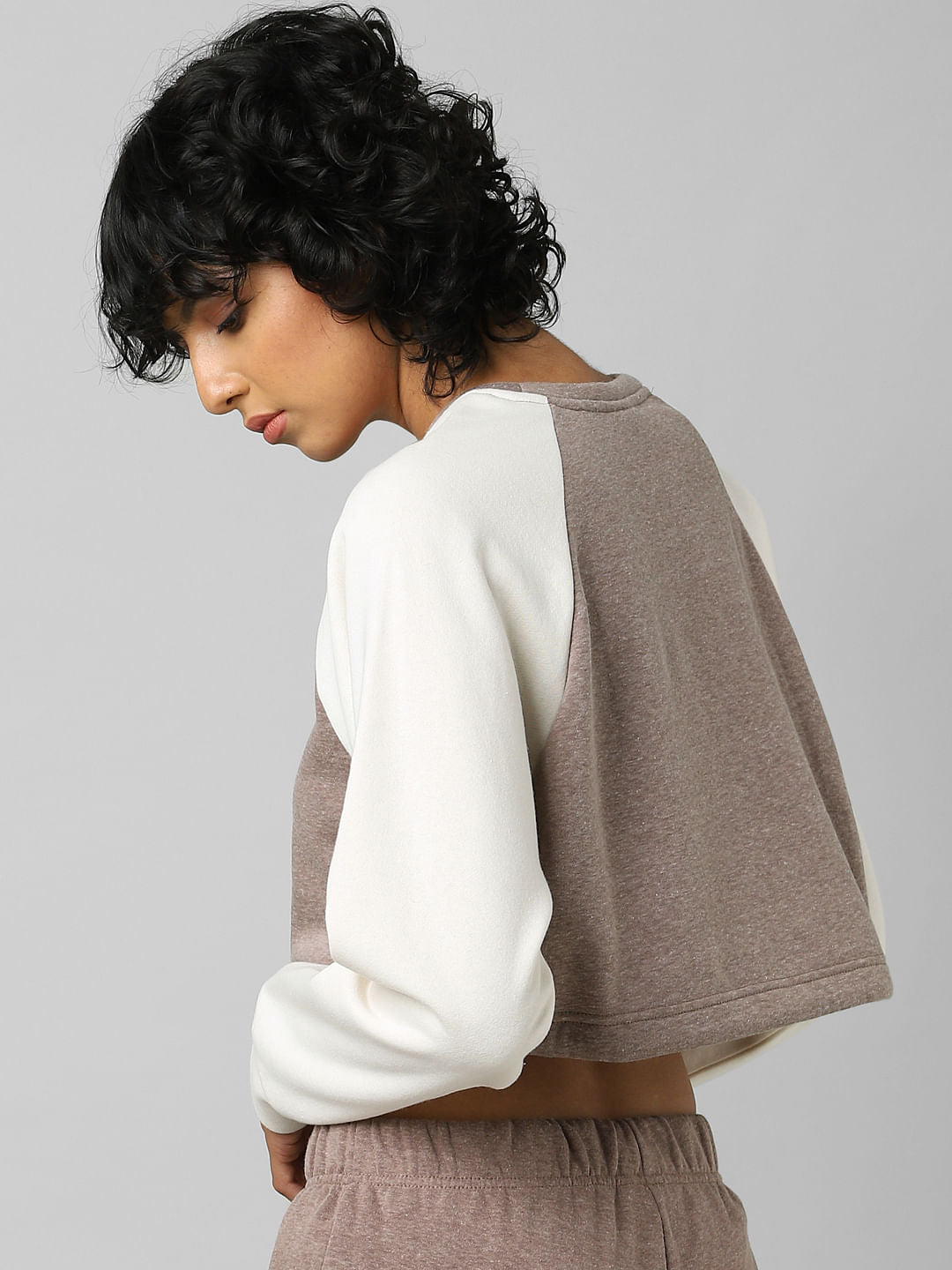 Brown Colourblocked Co-Ord Sweatshirt