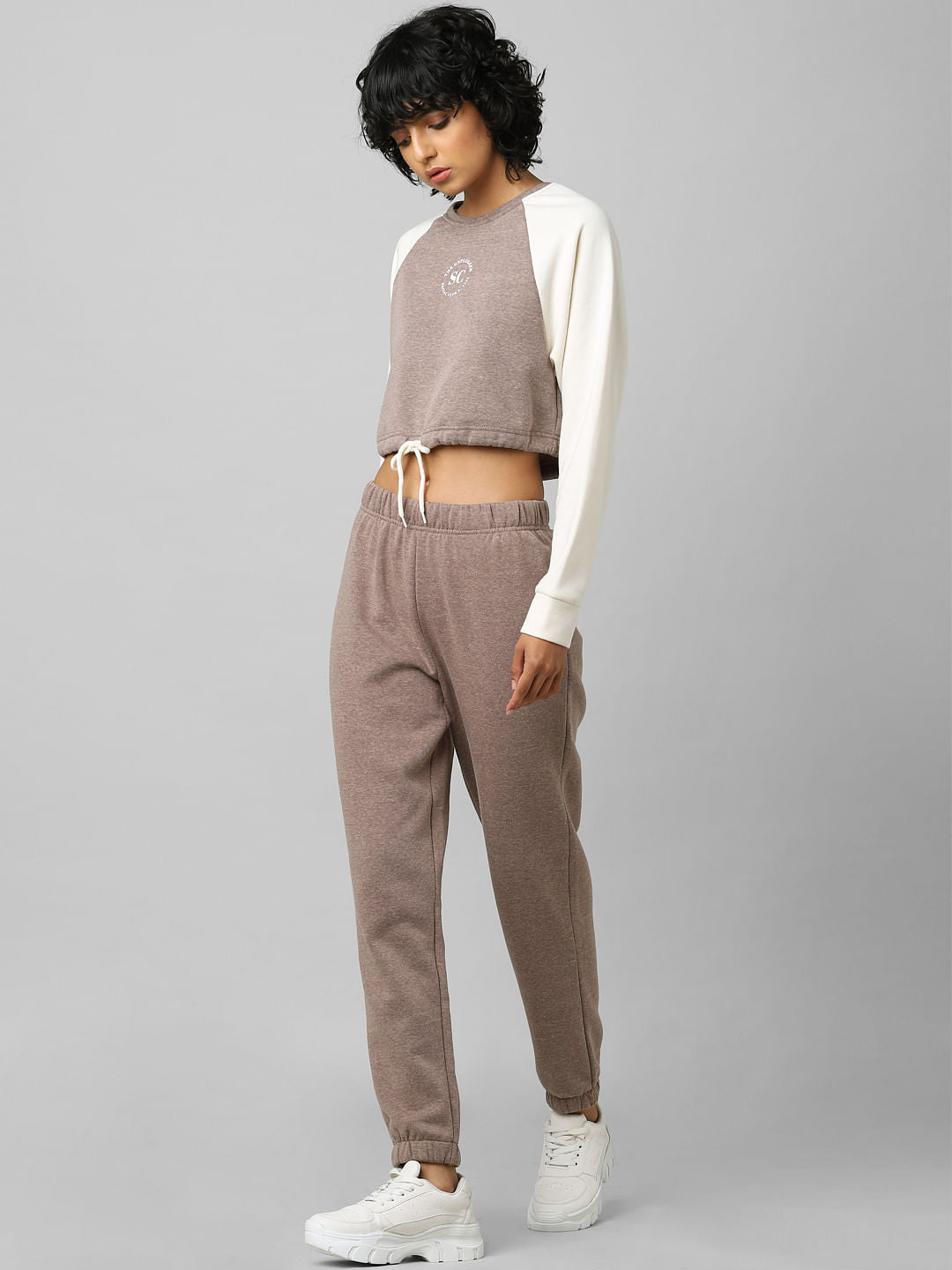 Brown Colourblocked Co-Ord Sweatshirt