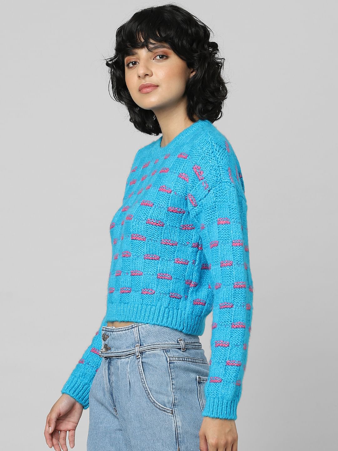 Blue Printed Pullover