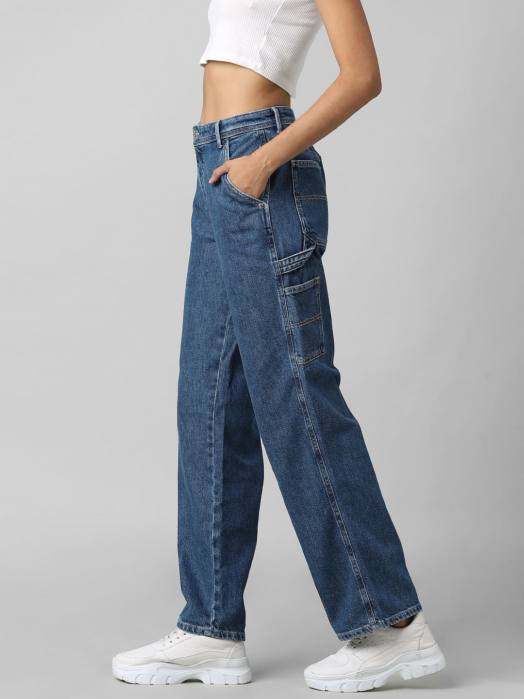 Blue High Rise Carpenter Fit Jeans