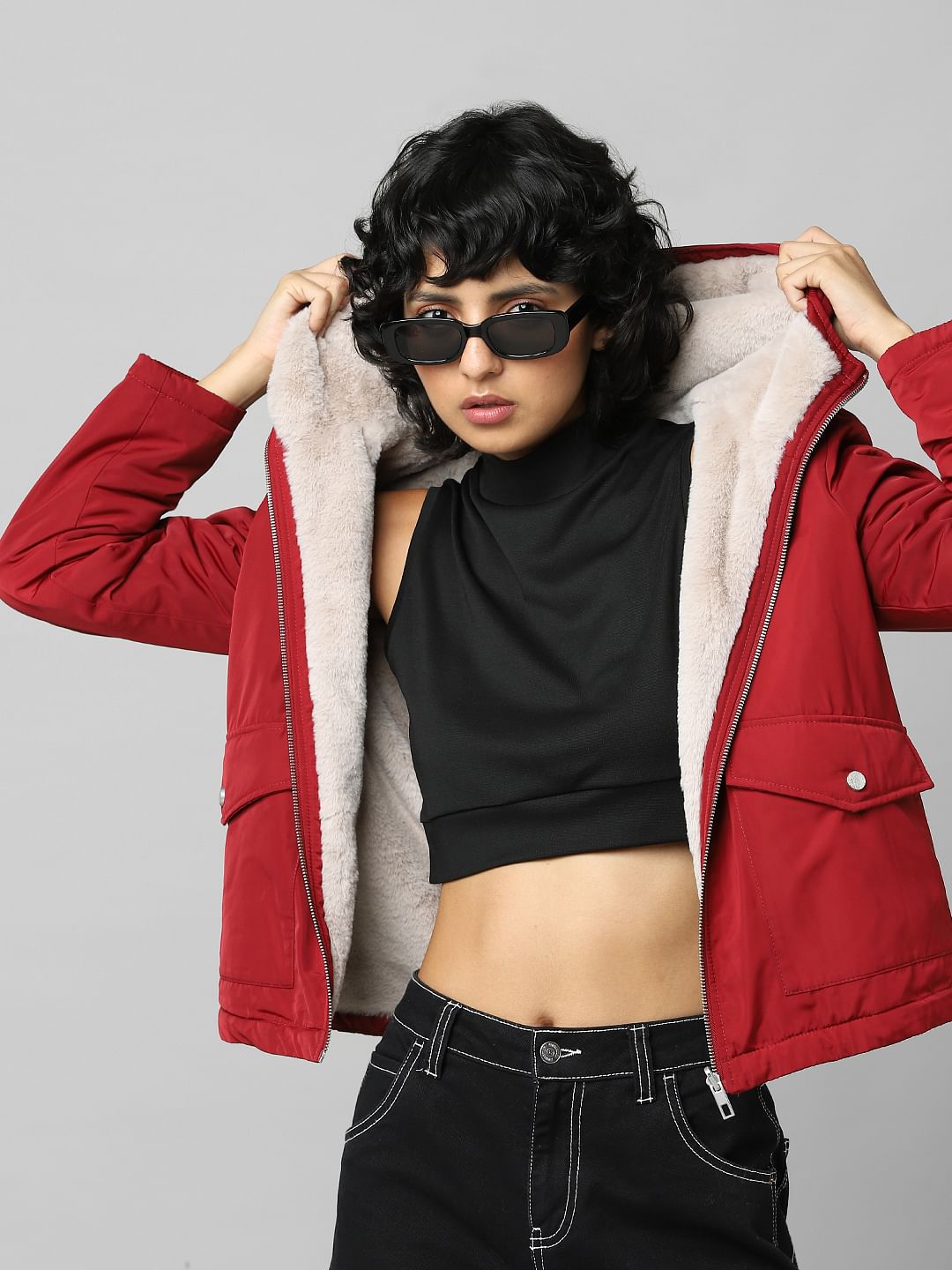 Red Reversible Hooded Jacket
