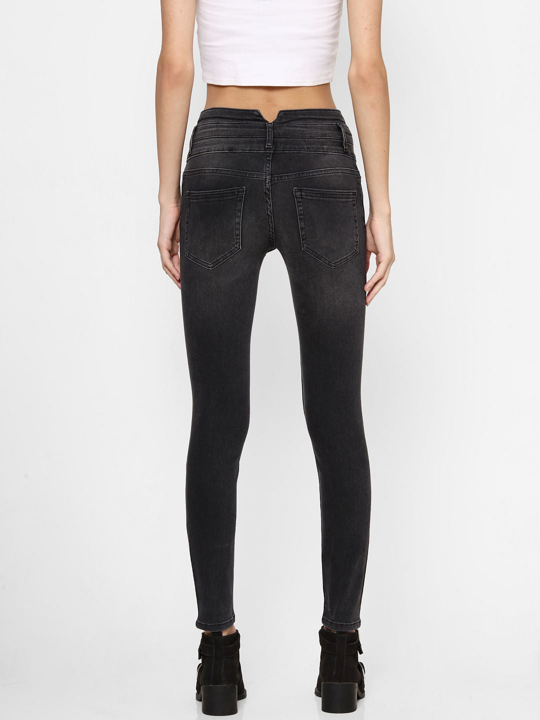 Grey High Waist Skinny Jeans