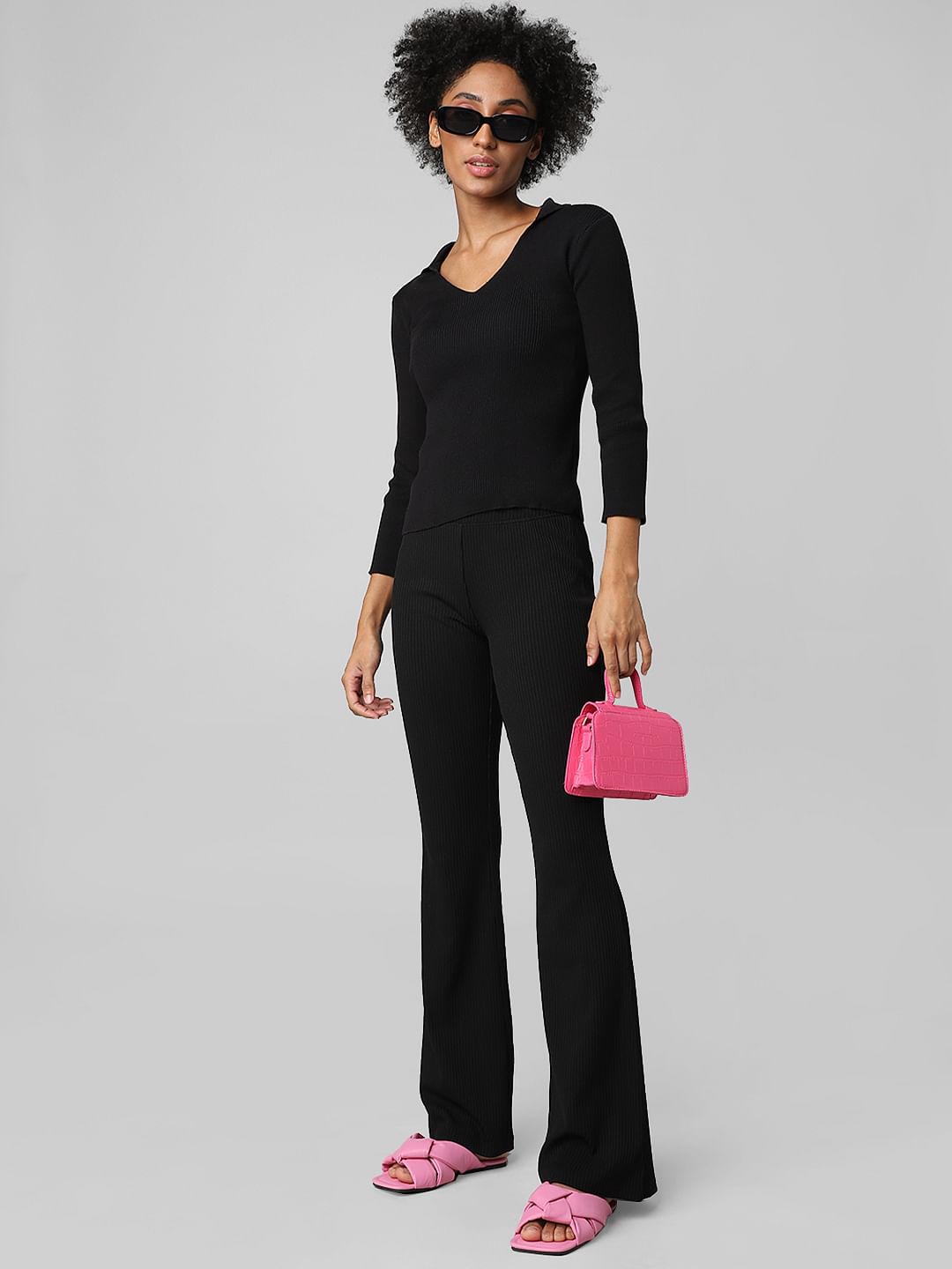 Black Ribbed Co-Ord Pullover