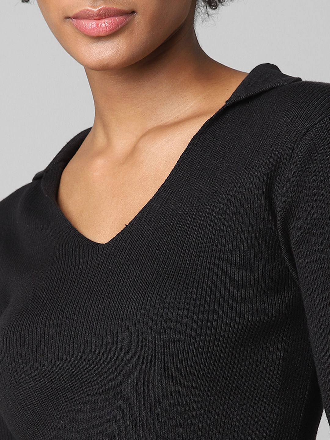 Black Ribbed Co-Ord Pullover