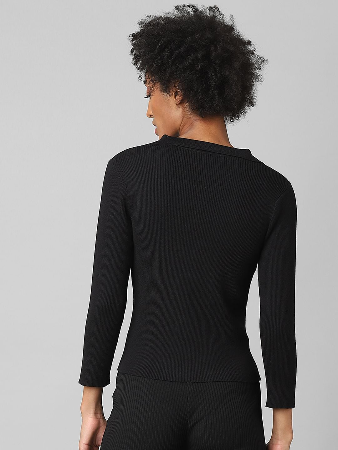 Black Ribbed Co-Ord Pullover