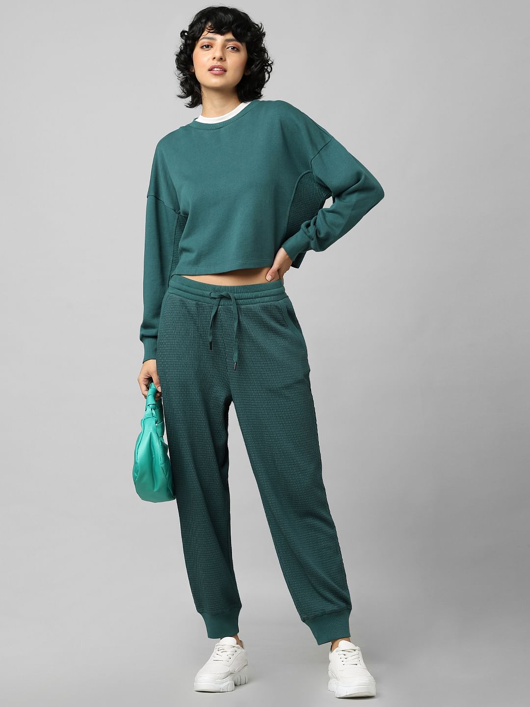 Green Cropped Co-Ord Sweatshirt
