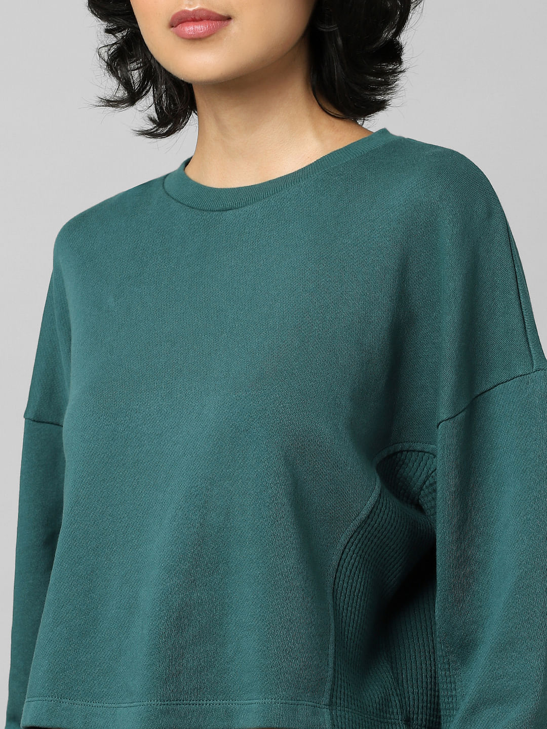 Green Cropped Co-Ord Sweatshirt
