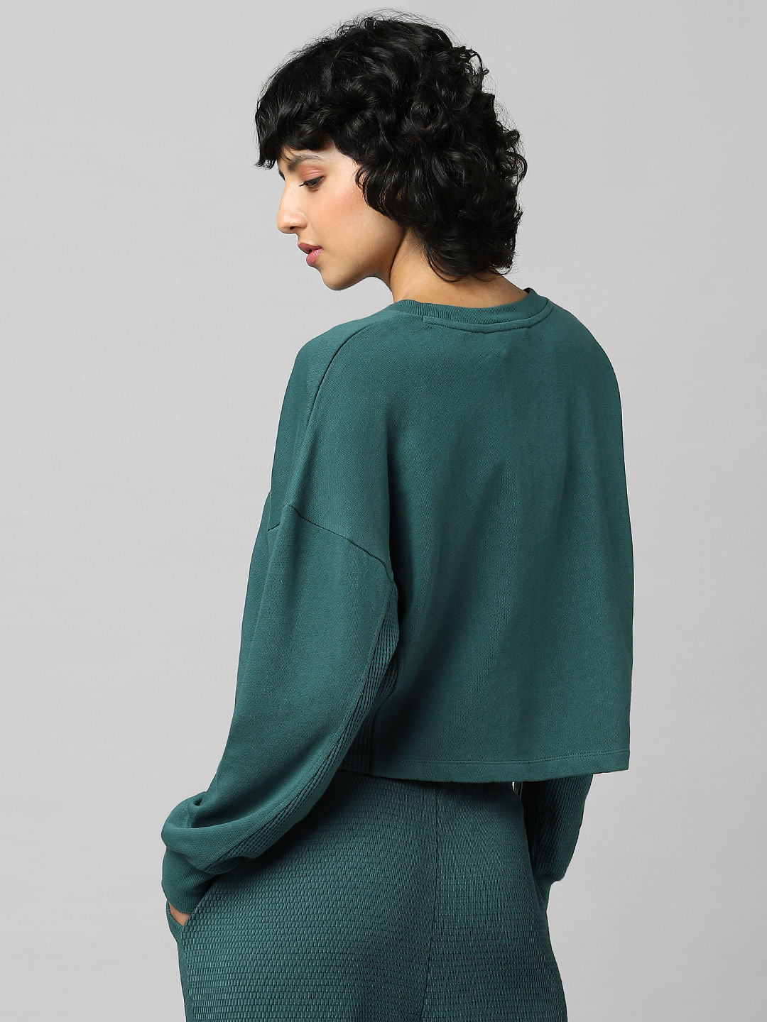 Green Cropped Co-Ord Sweatshirt