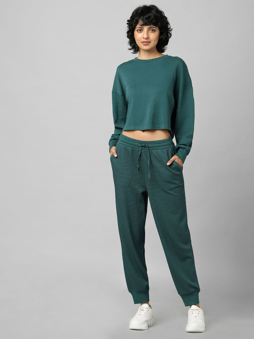 Green Cropped Co-Ord Sweatshirt