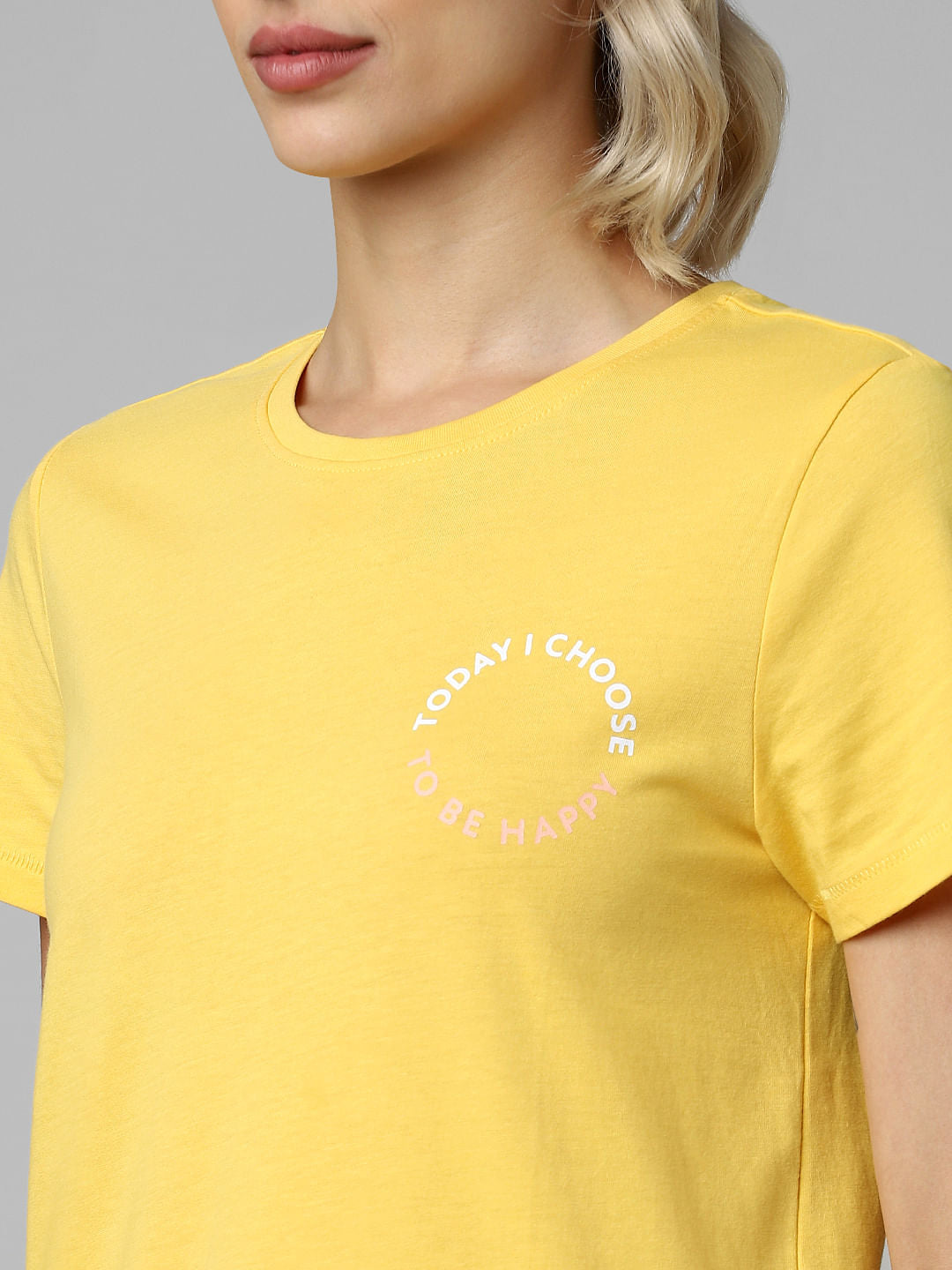 Yellow Organic Cotton Slogan Print T-Shirt