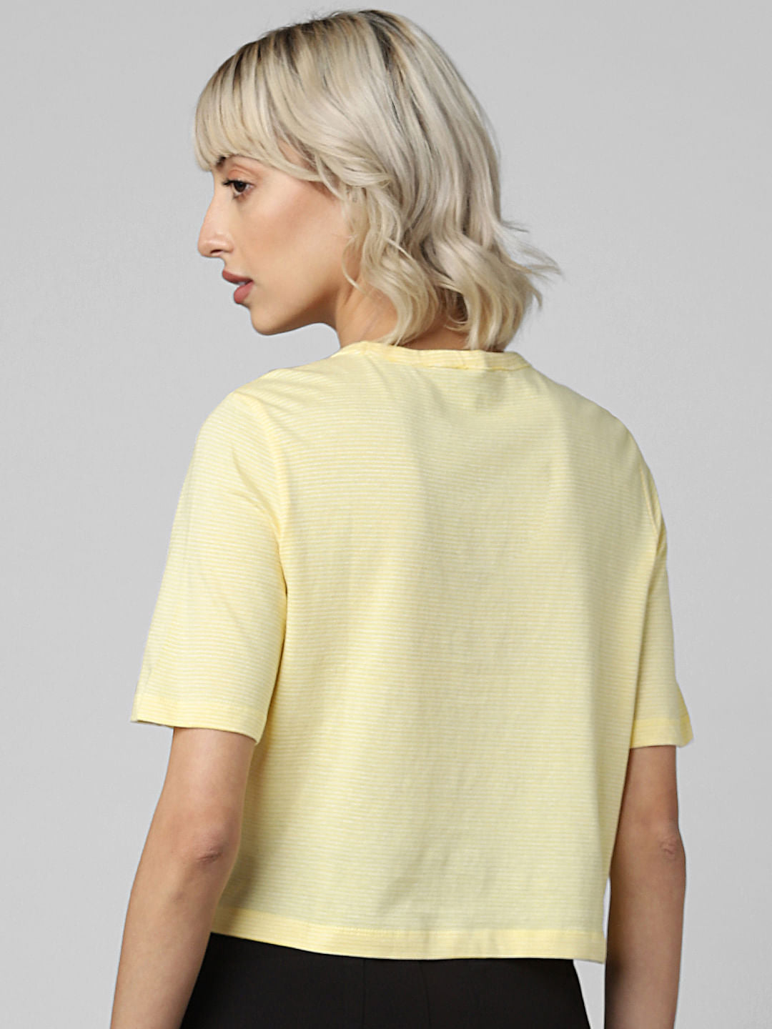 Yellow Striped Embroidered T-Shirt
