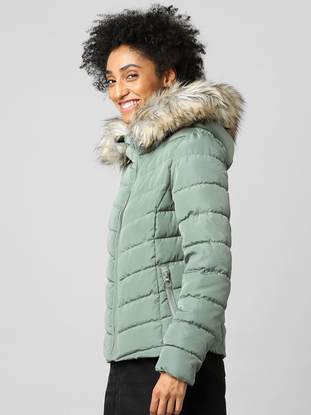 Sea Green Hooded Puffer Jacket