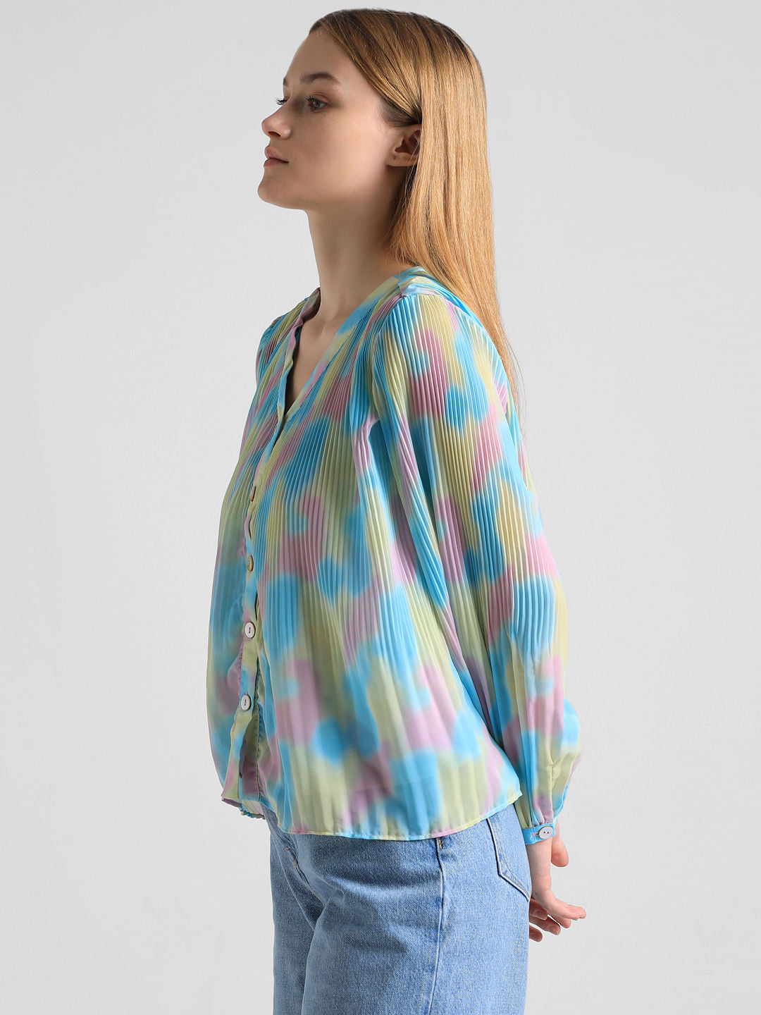 Green Pleated Ombre Top