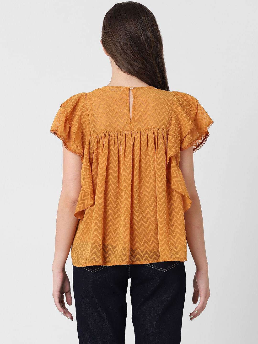 Golden Textured Frill Top