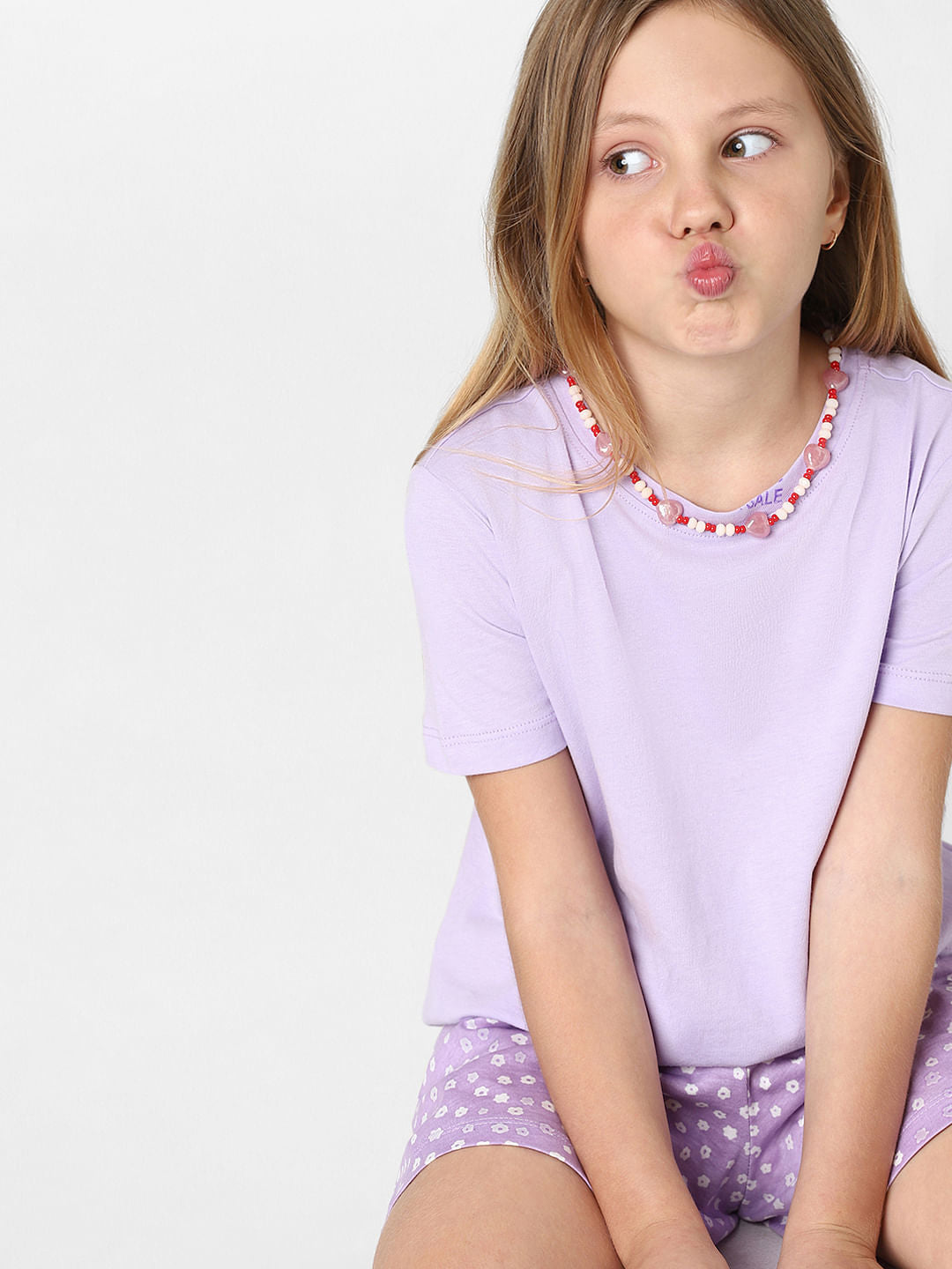 Girls Purple Front Knot T-Shirt