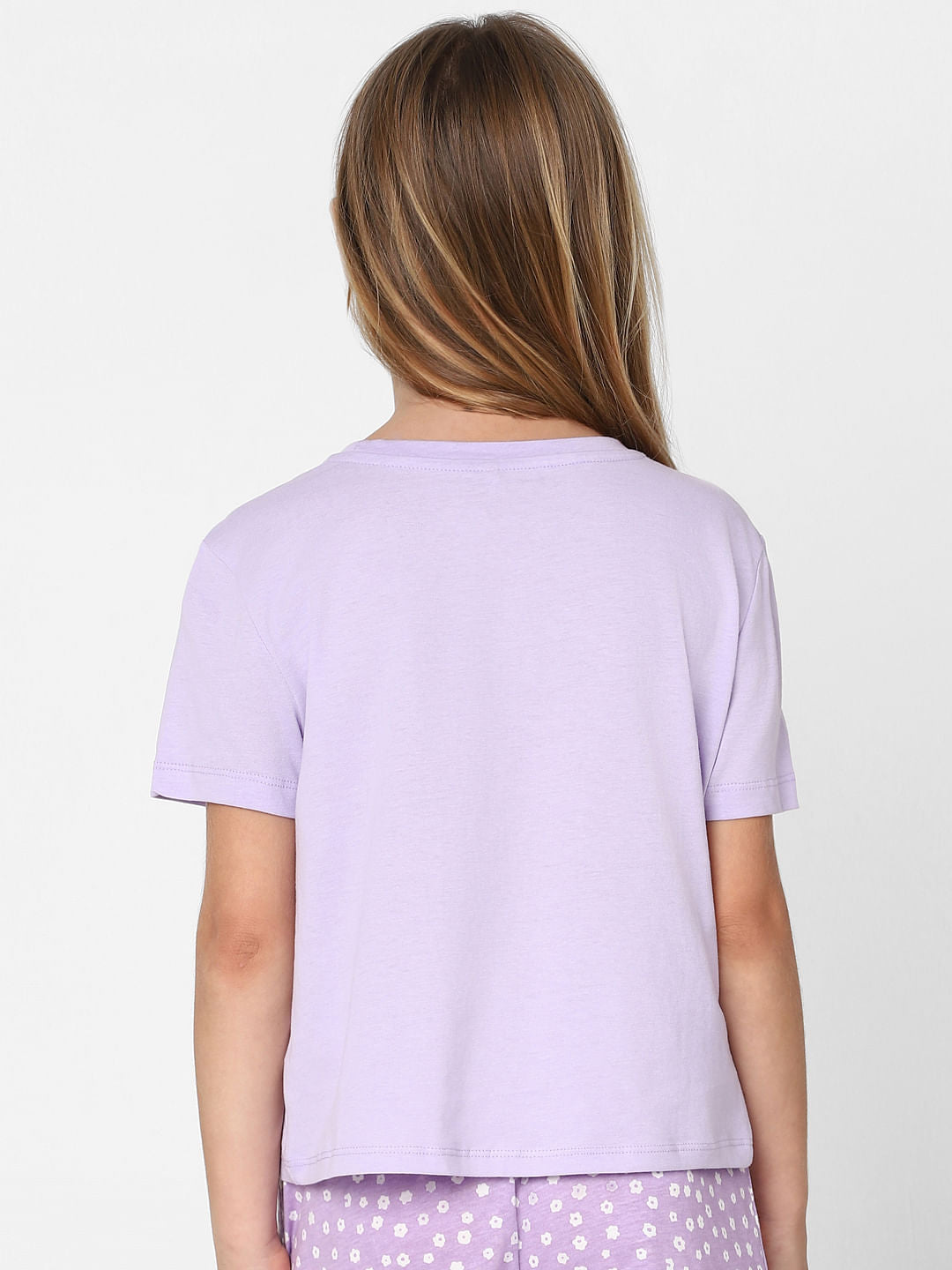 Girls Purple Front Knot T-Shirt
