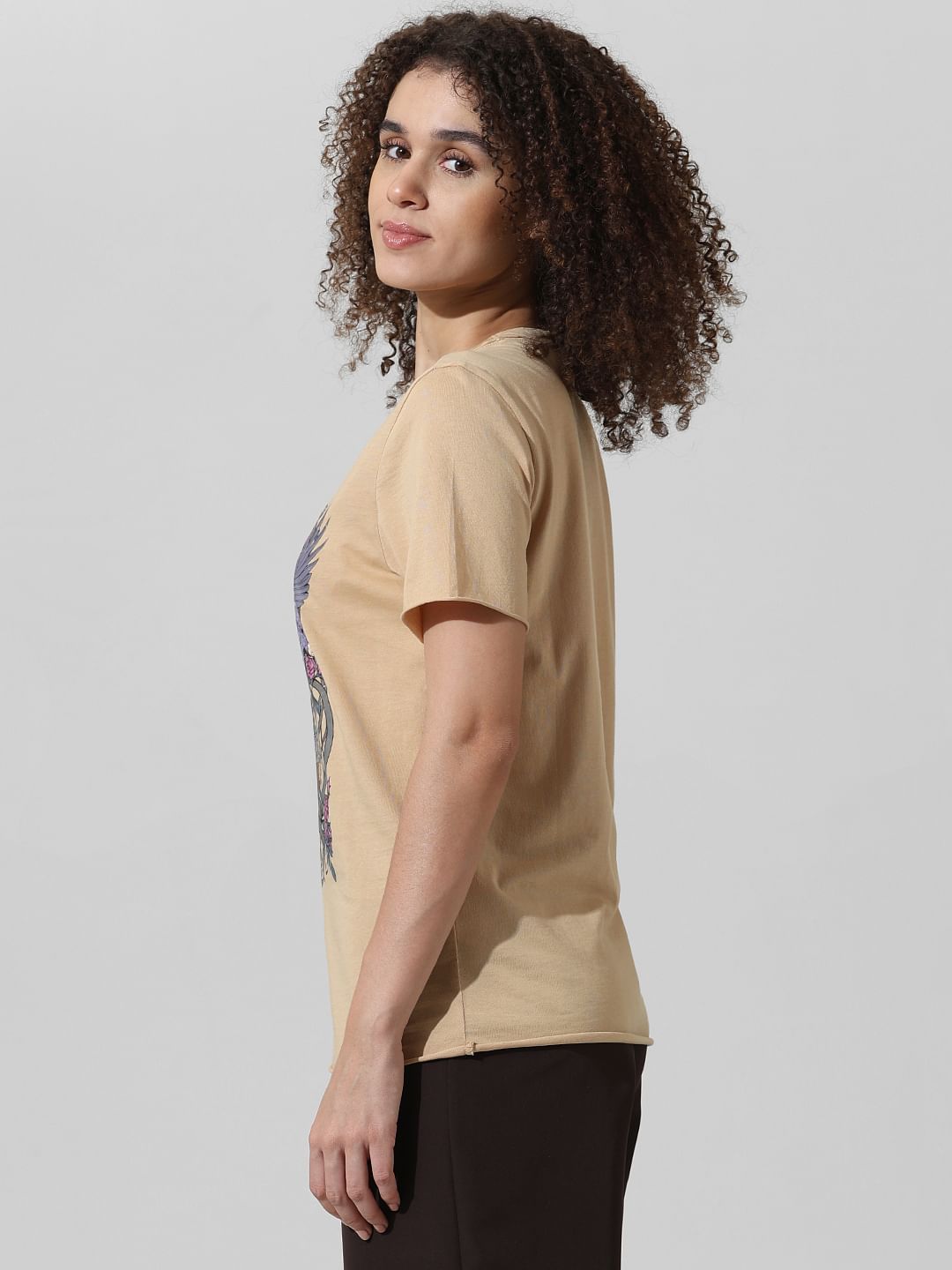 Beige Graphic Print T-Shirt