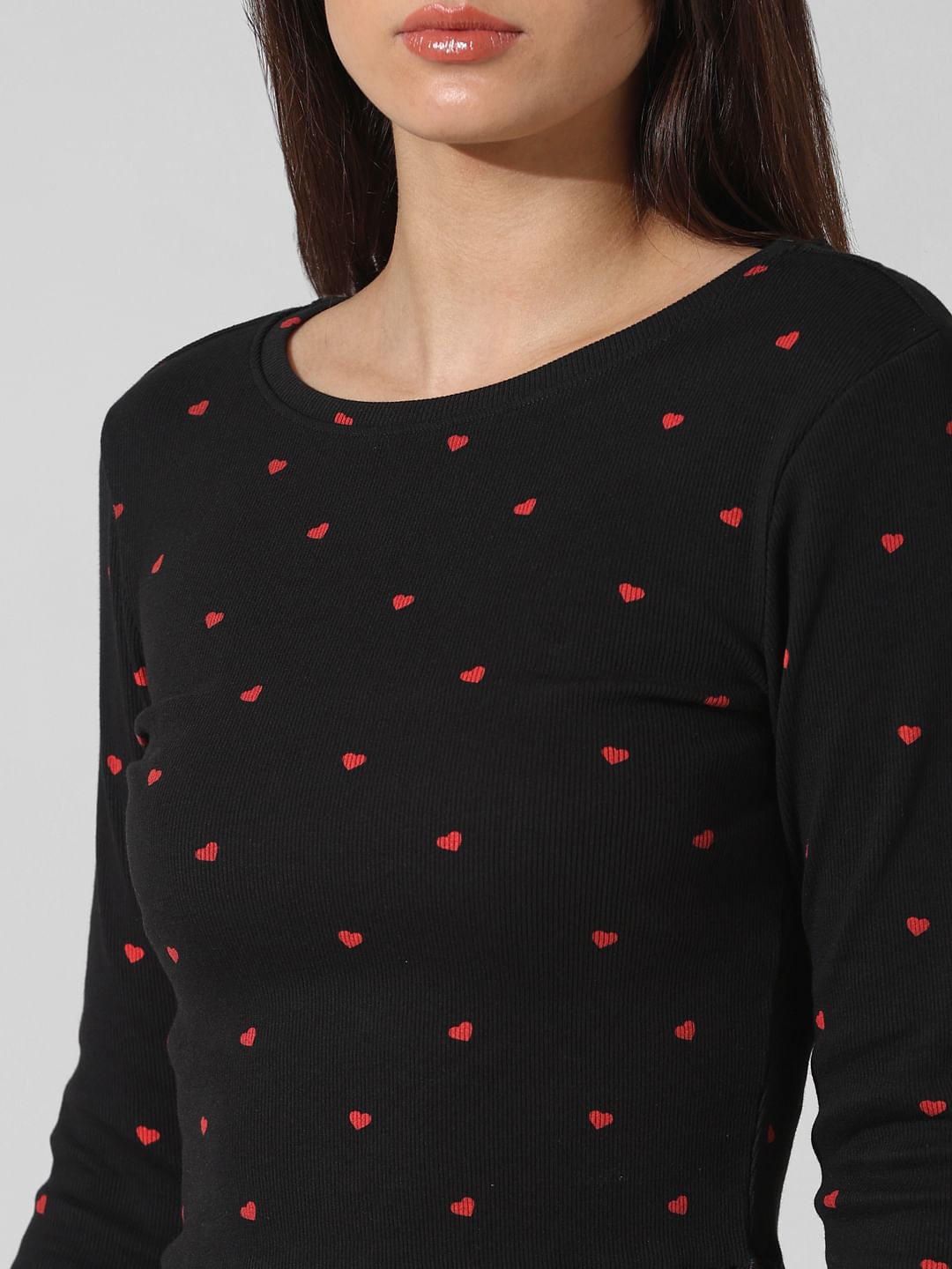 Black Heart Print Top