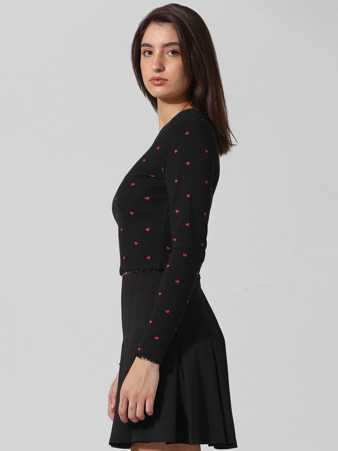 Black Heart Print Top