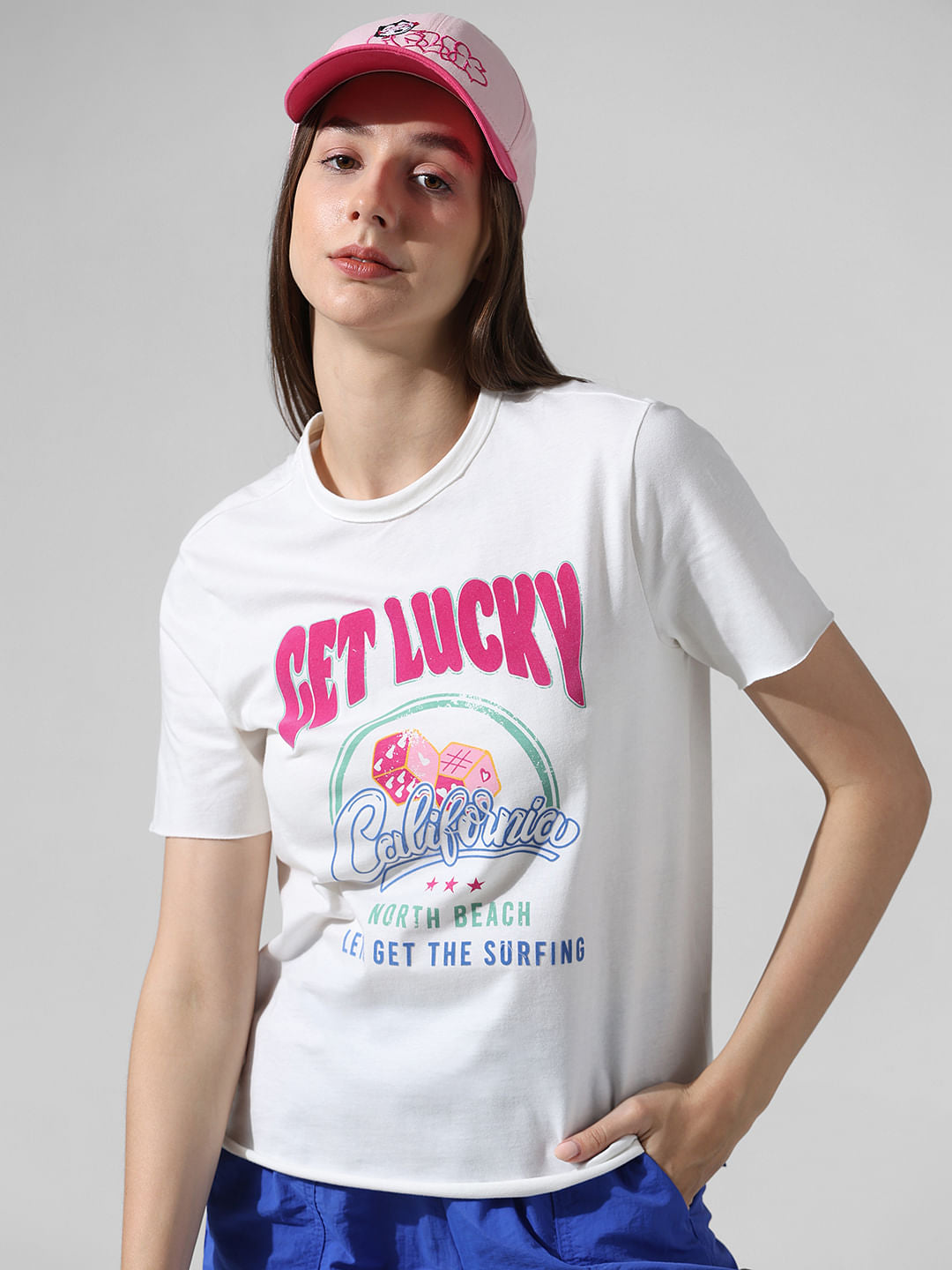 White Printed Cotton T-Shirt