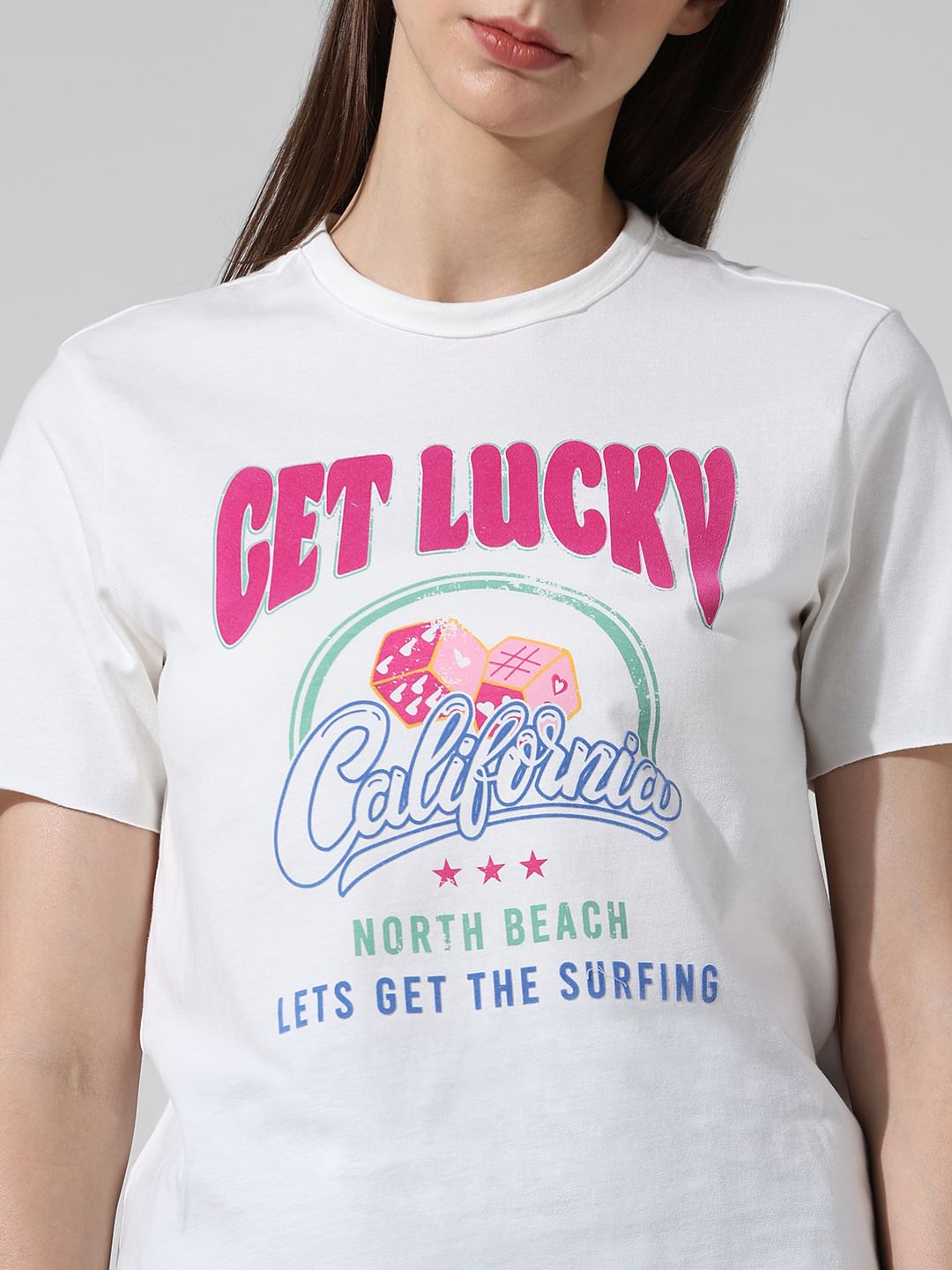 White Printed Cotton T-Shirt