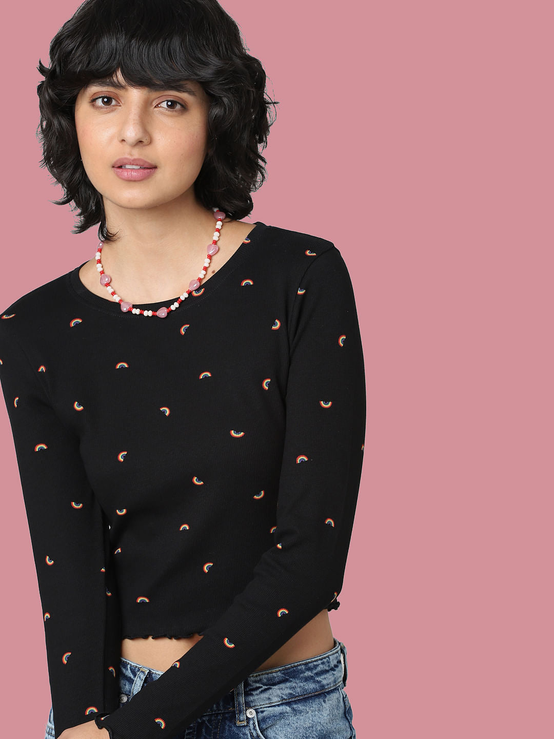 Black Ribbed Cropped Top