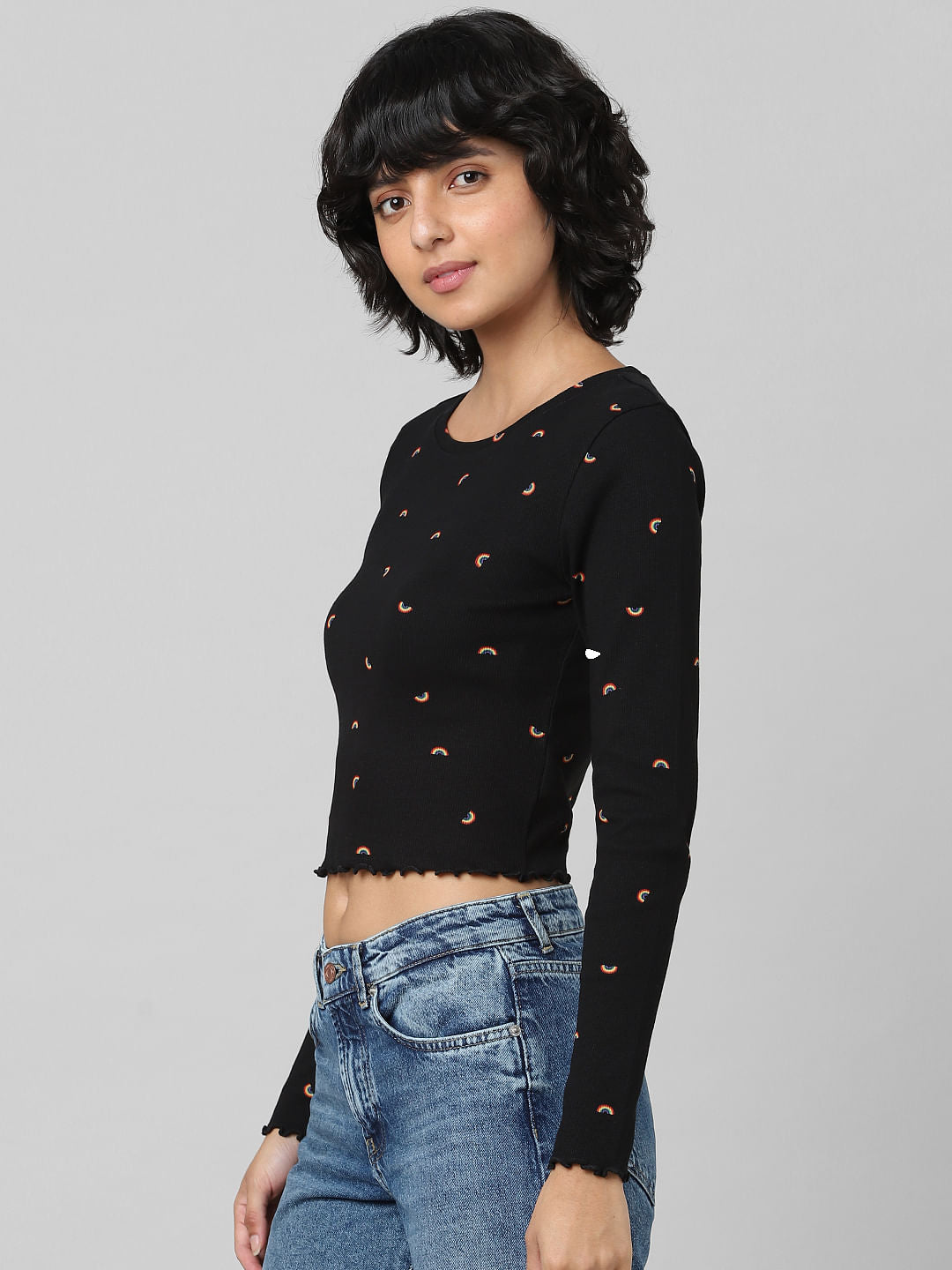 Black Ribbed Cropped Top