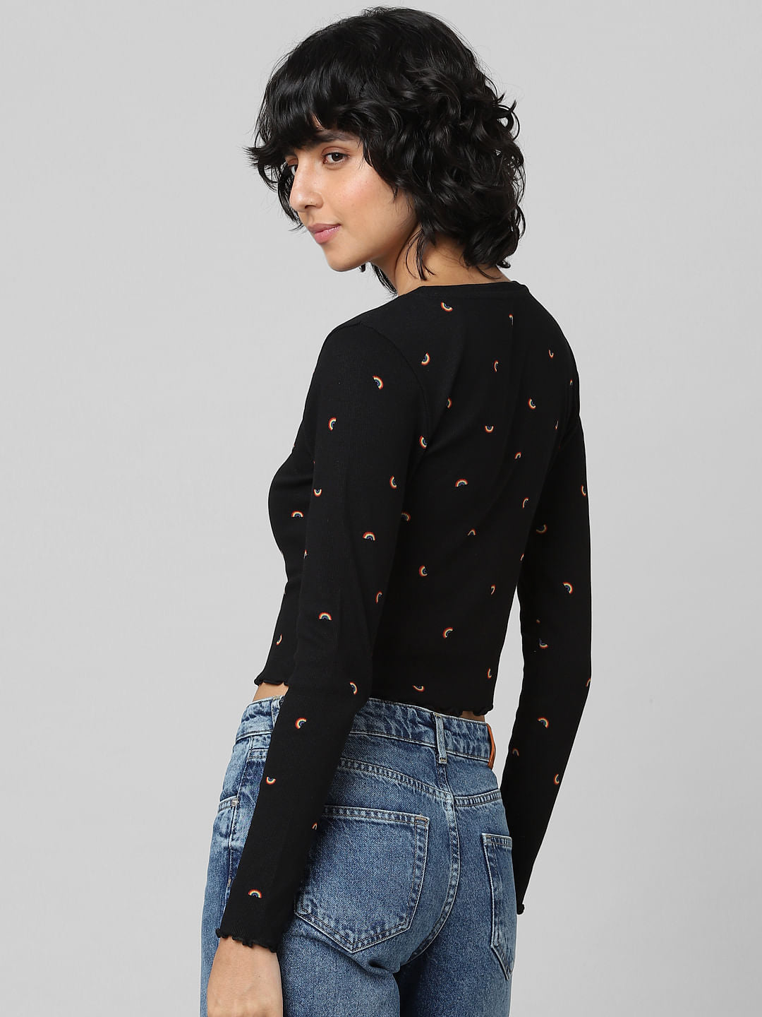 Black Ribbed Cropped Top