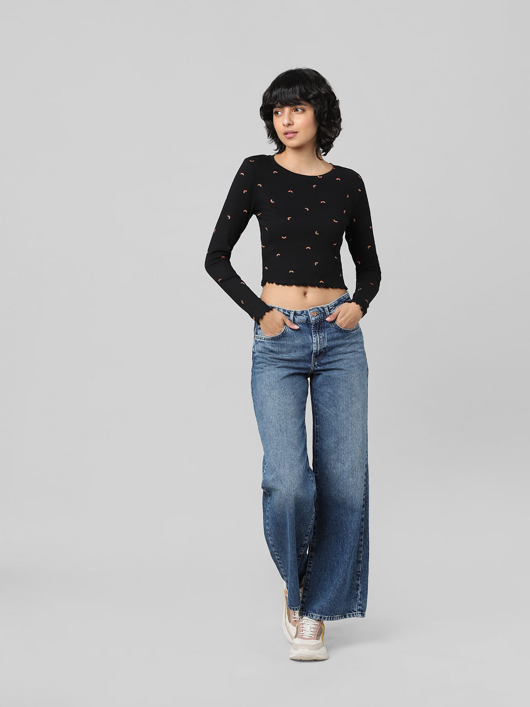 Black Ribbed Cropped Top