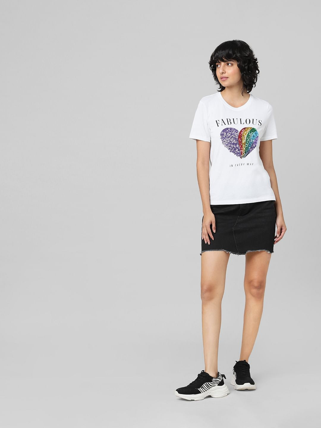 White Sequin Print T-Shirt