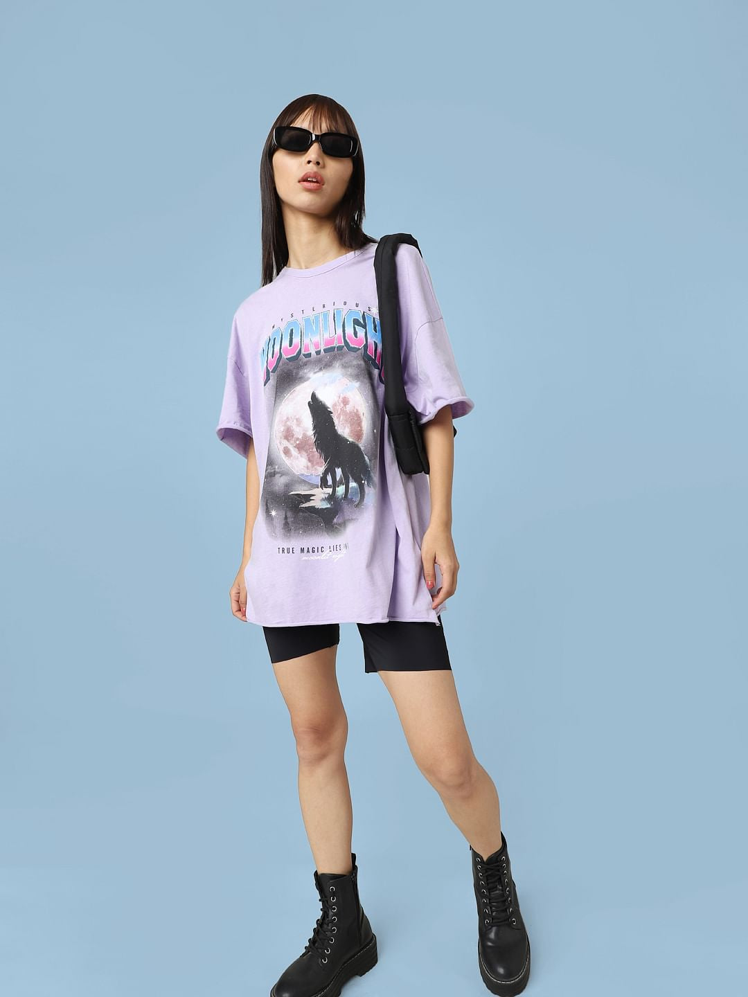 Purple Printed Oversized T-Shirt