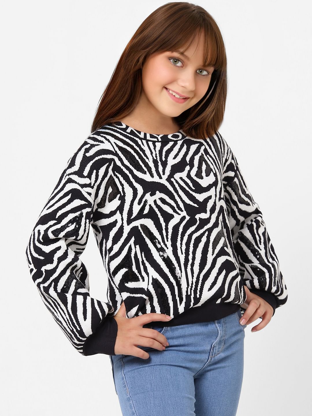 White Animal Print Sweatshirt