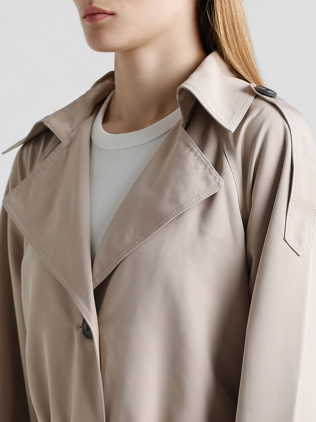 Taupe Long Trench Coat