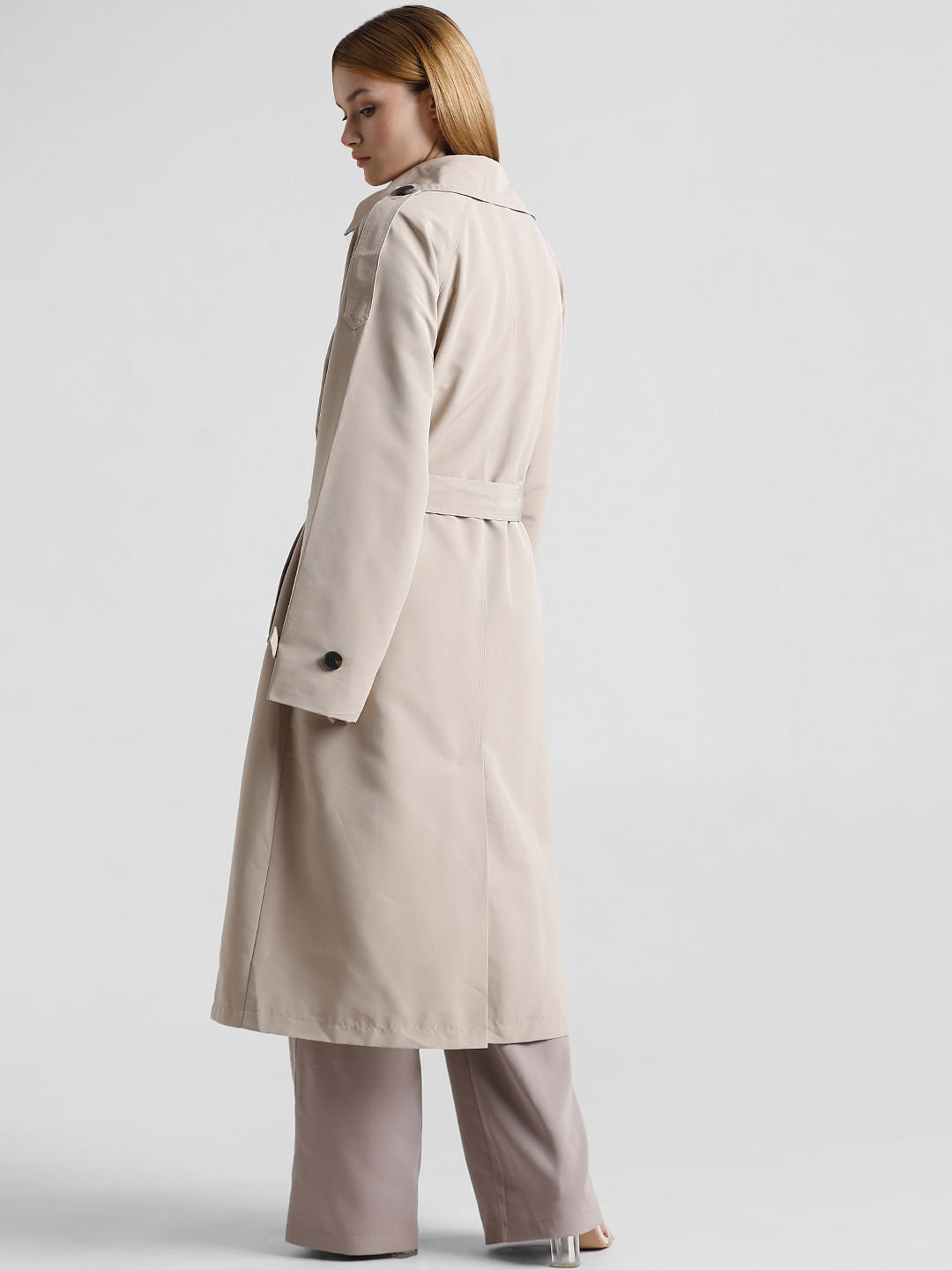 Taupe Long Trench Coat