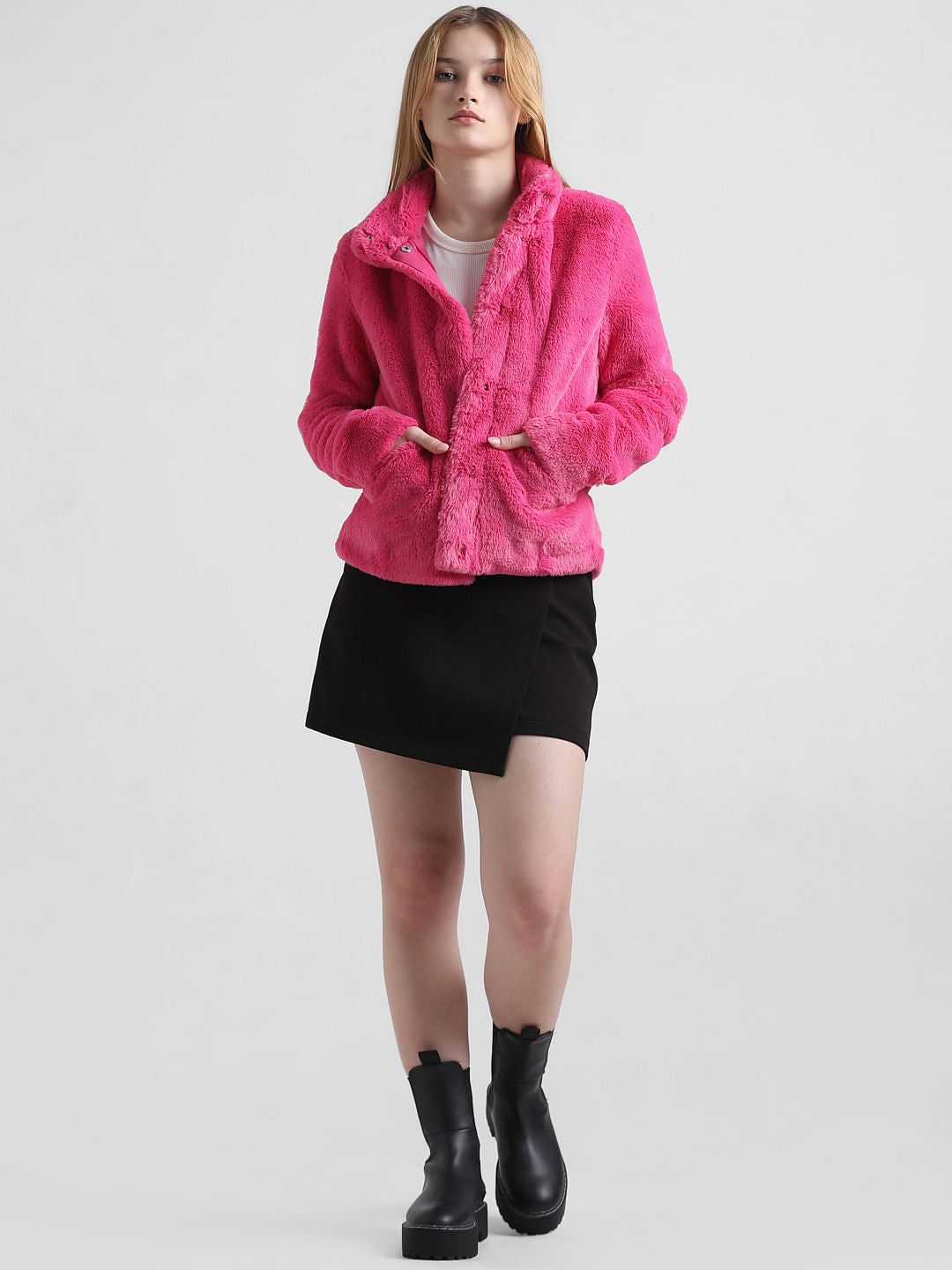 Pink Faux Fur Teddy Jacket