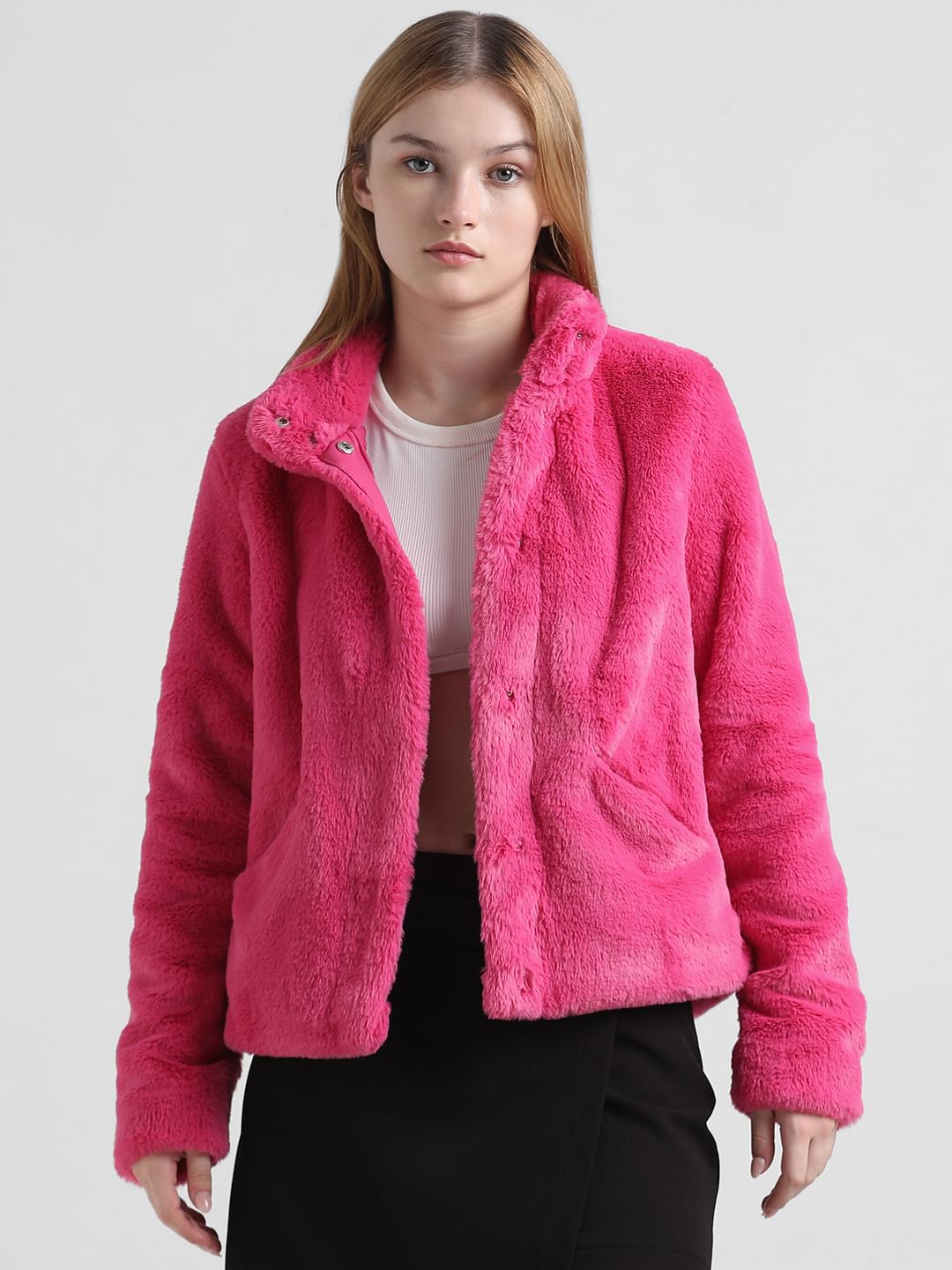 Pink Faux Fur Teddy Jacket