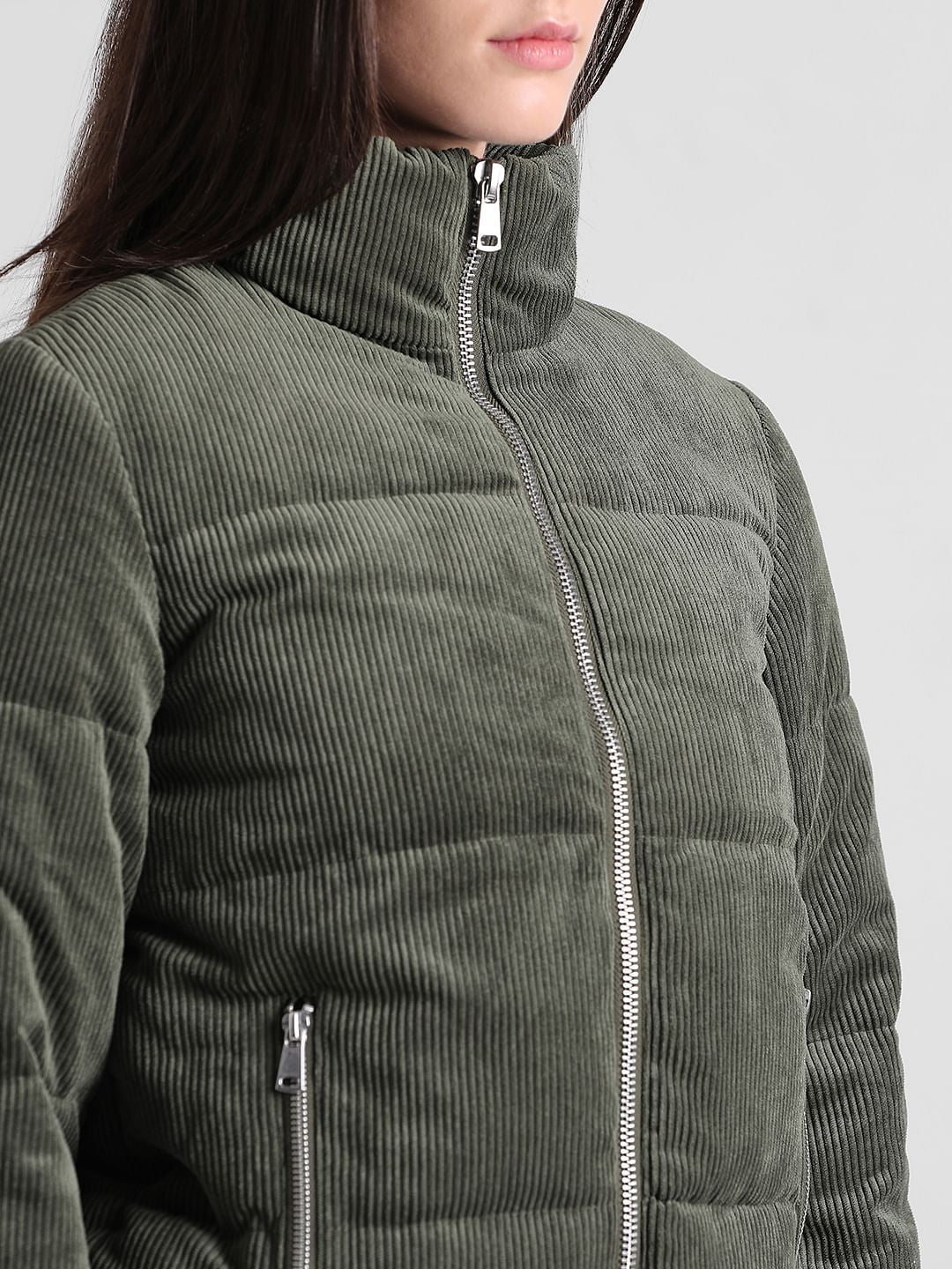 Dark Green Padded Corduroy Jacket