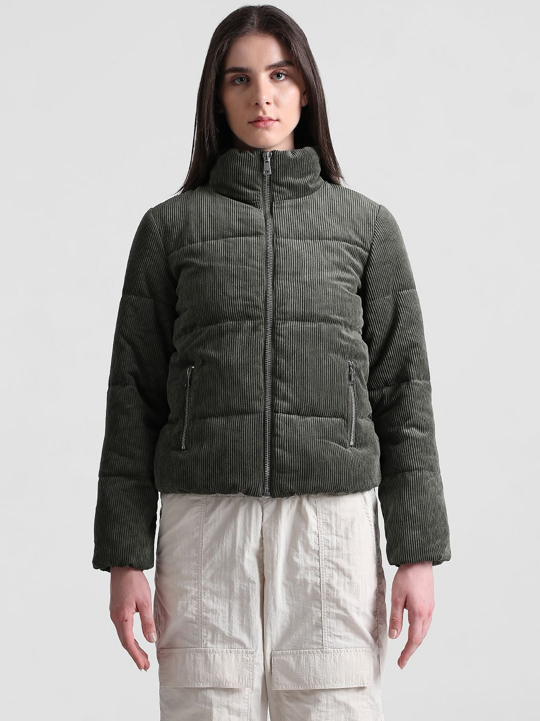 Dark Green Padded Corduroy Jacket