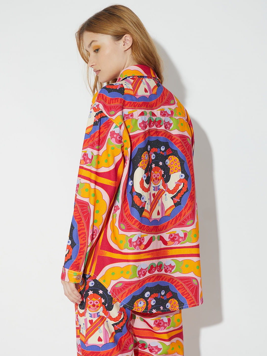 Only X Artverse Orange Twill Printed Overshirt